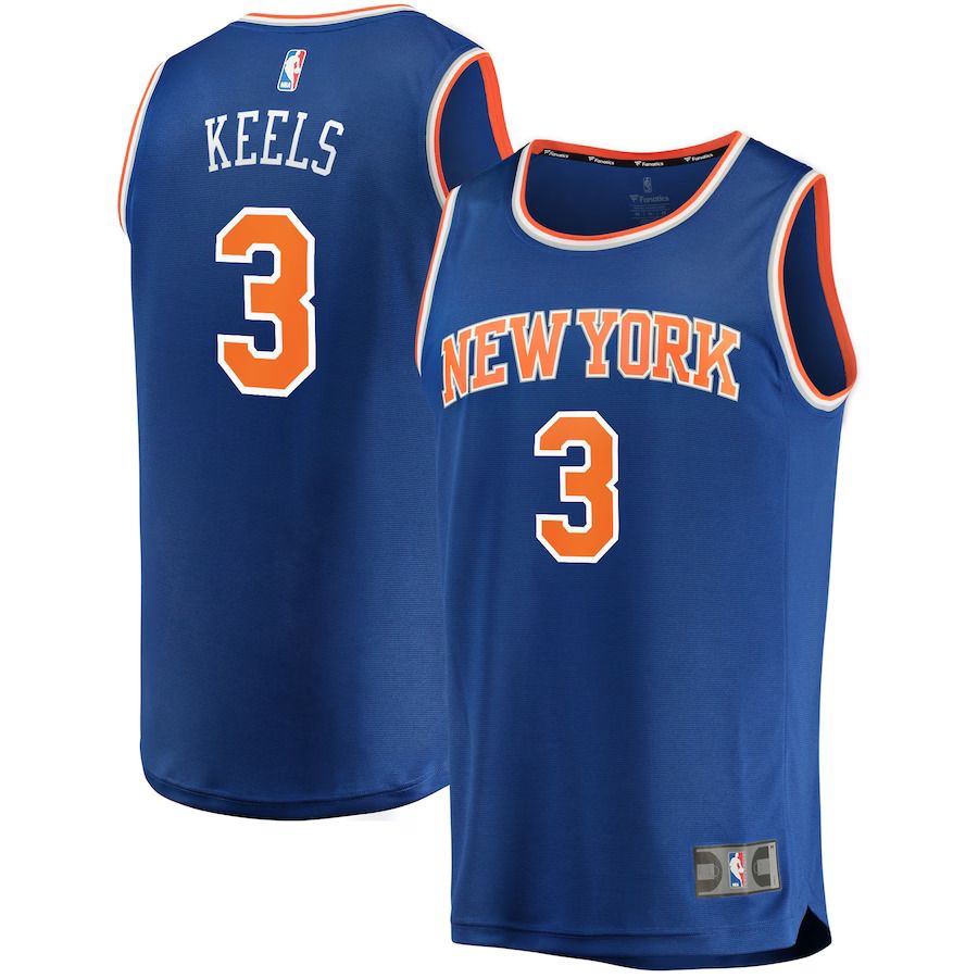 Men New York Knicks #3 Trevor Keels Fanatics Branded Blue Fast Break Replica NBA Jersey
